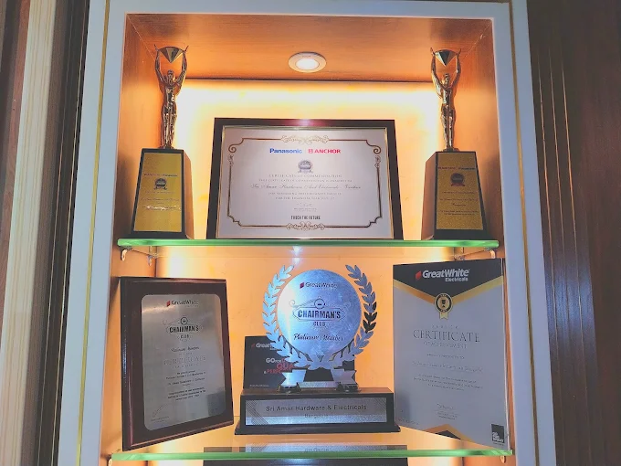 Awards and certifications from Panasonic Anchor and Great White Electricals